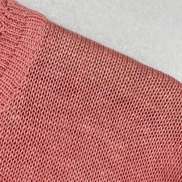 BASIC ELEMENTS Sweater Womens L Irish Linen Short Sleeve Top Pink HK VTG - Picture 8 of 11